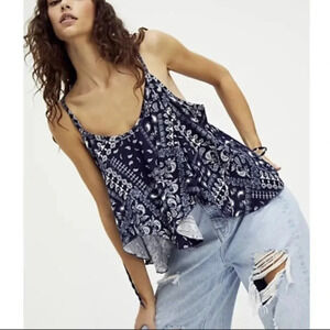 We the Free Free People Navy Combo Spaghetti
Strap Top Bandana Boho Size S